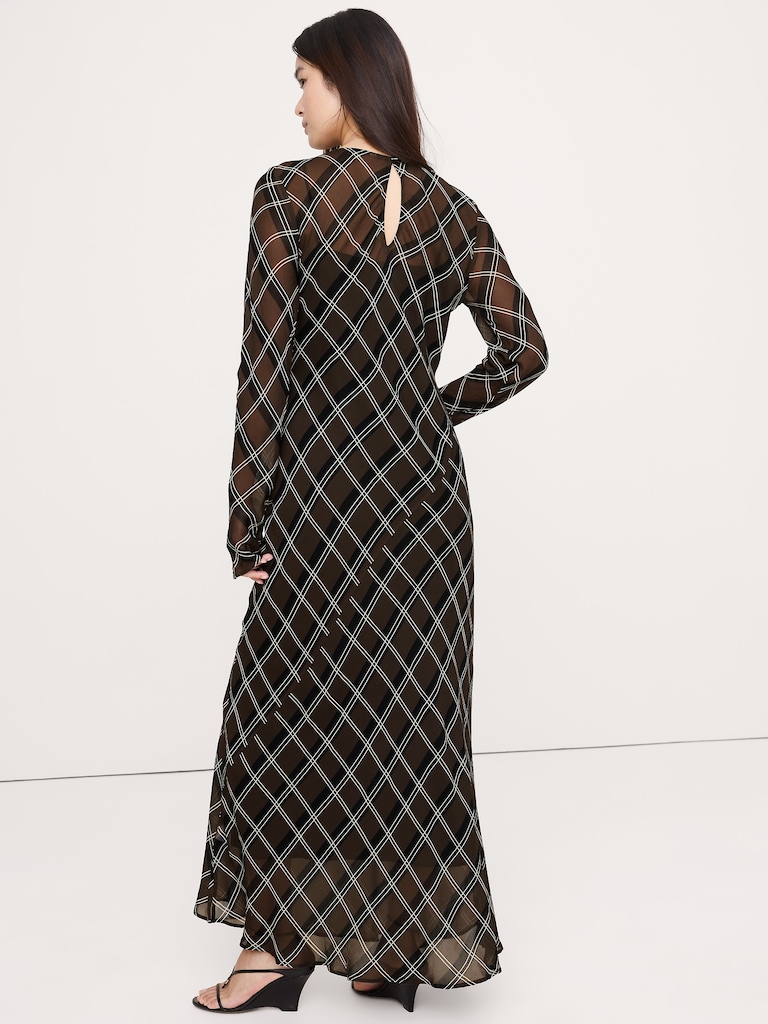 Bias-Cut Chiffon Maxi Dress