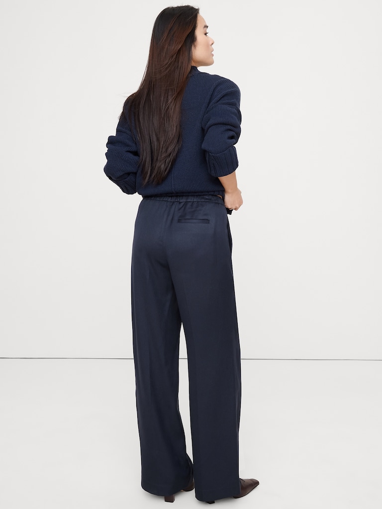 High-Rise Wide-Leg Drapey TENCEL™ Pull-On Pant