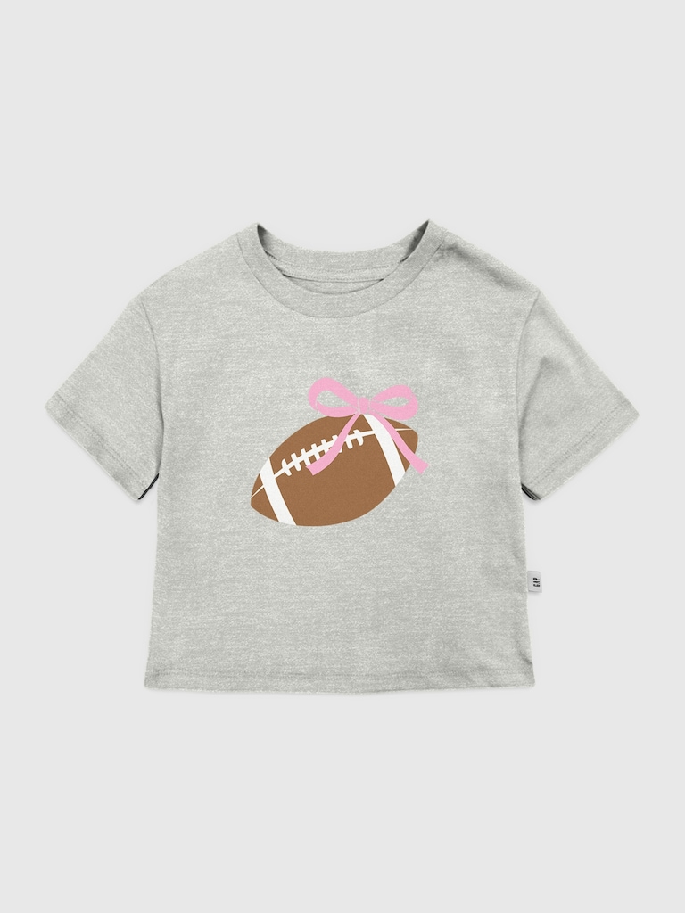 Toddler Football Bow Graphic T-Shirt