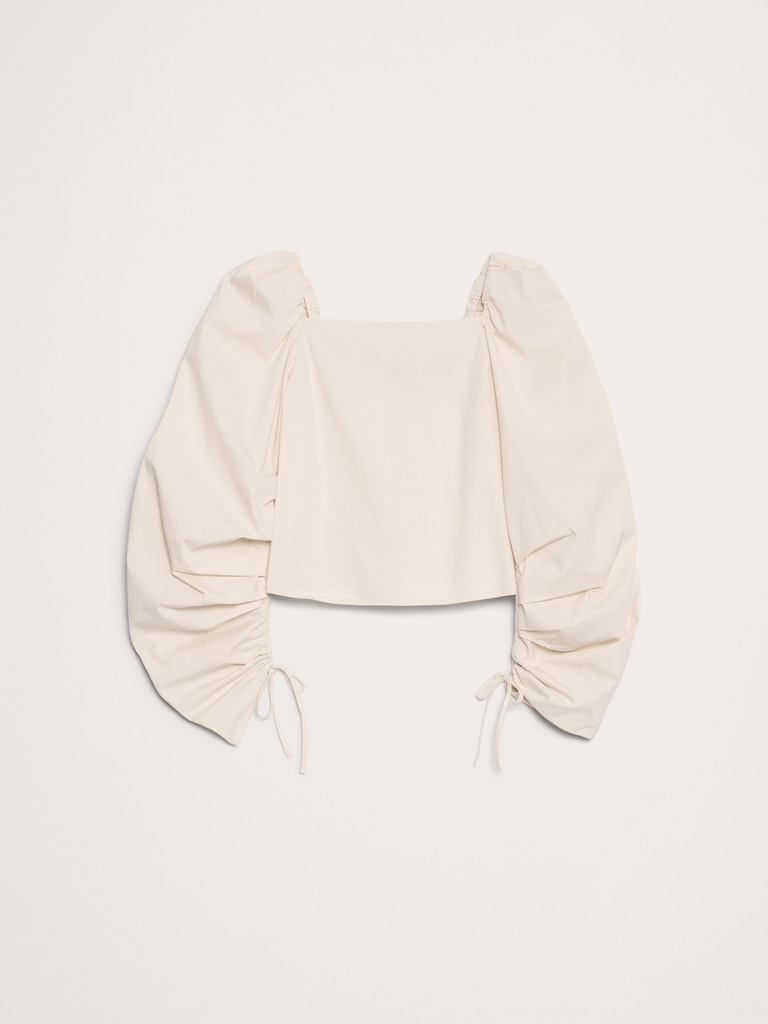 Stretch-Cotton Square-Neck Top