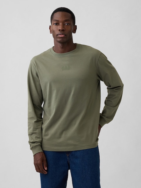 Gap Men's Everyday Soft Long Sleeve T-Shirt - Classic Crew Neck Tee With Banded Cuffs, Soft Jersey Knit