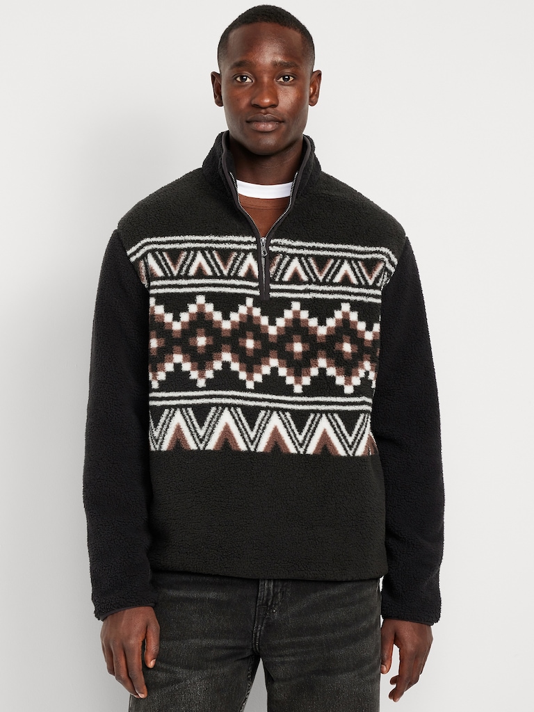 Printed Sherpa Quarter-Zip Pullover