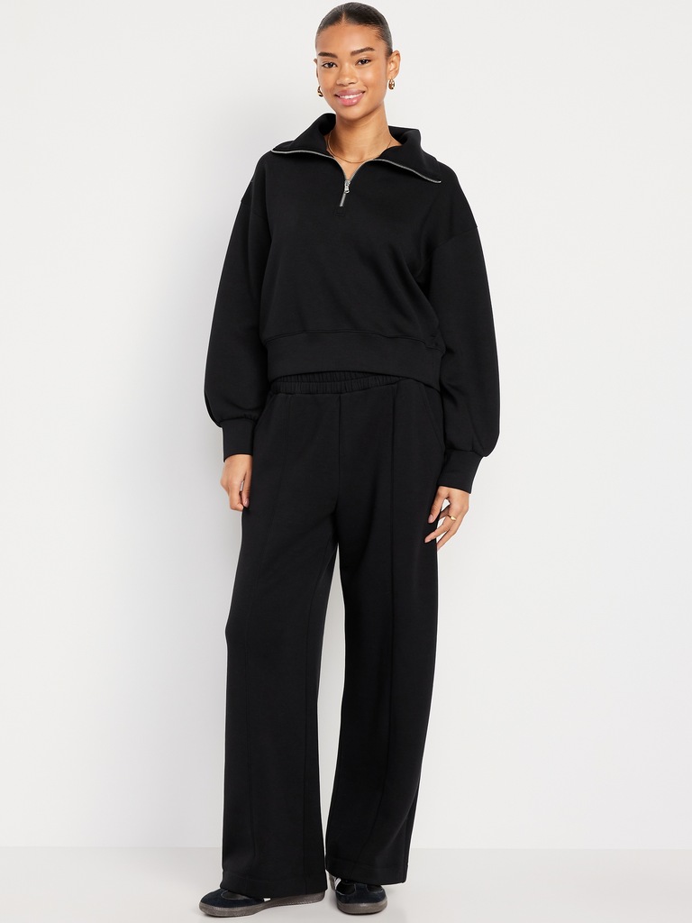 High-Waisted Bounce Fleece Wide-Leg Sweatpants