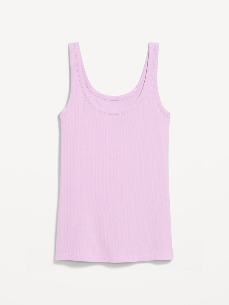 First-Layer Ribbed Scoop-Neck Tank Top