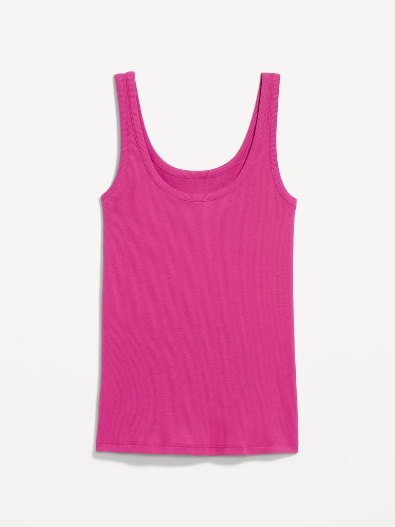 First-Layer Ribbed Scoop-Neck Tank Top