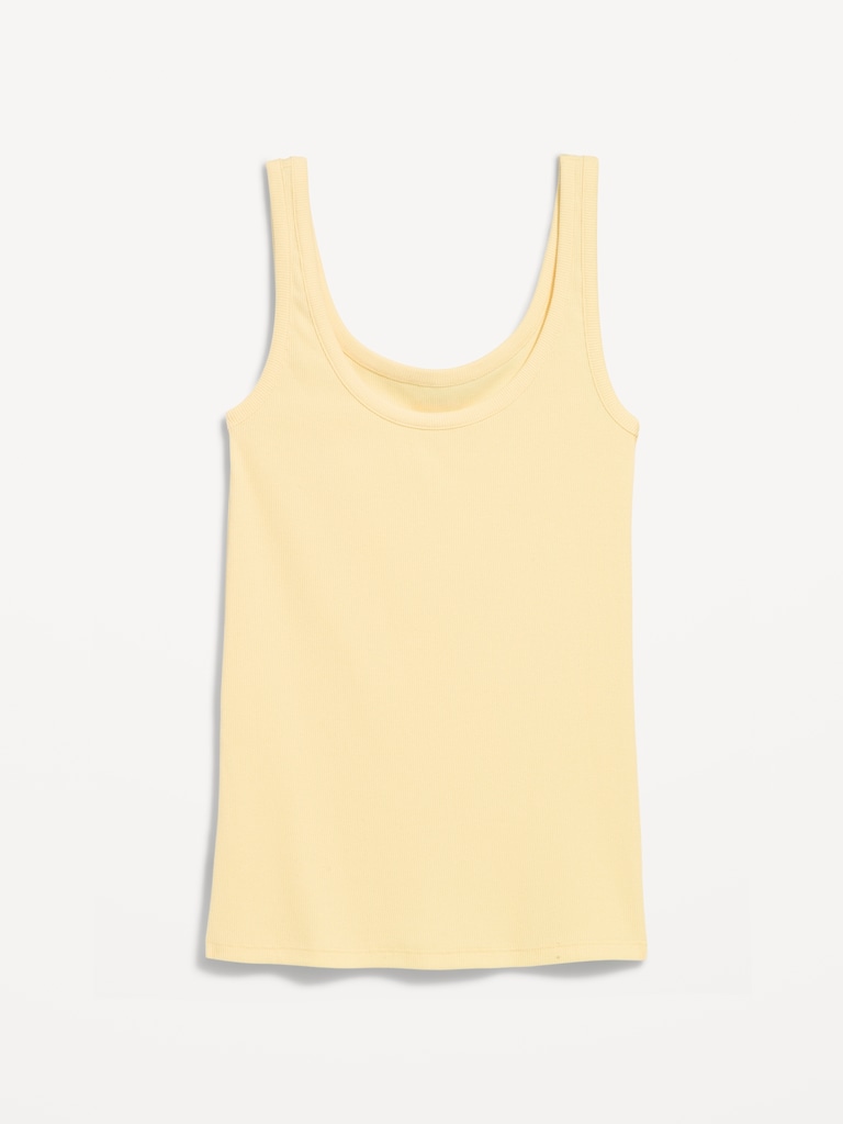 First-Layer Ribbed Scoop-Neck Tank Top