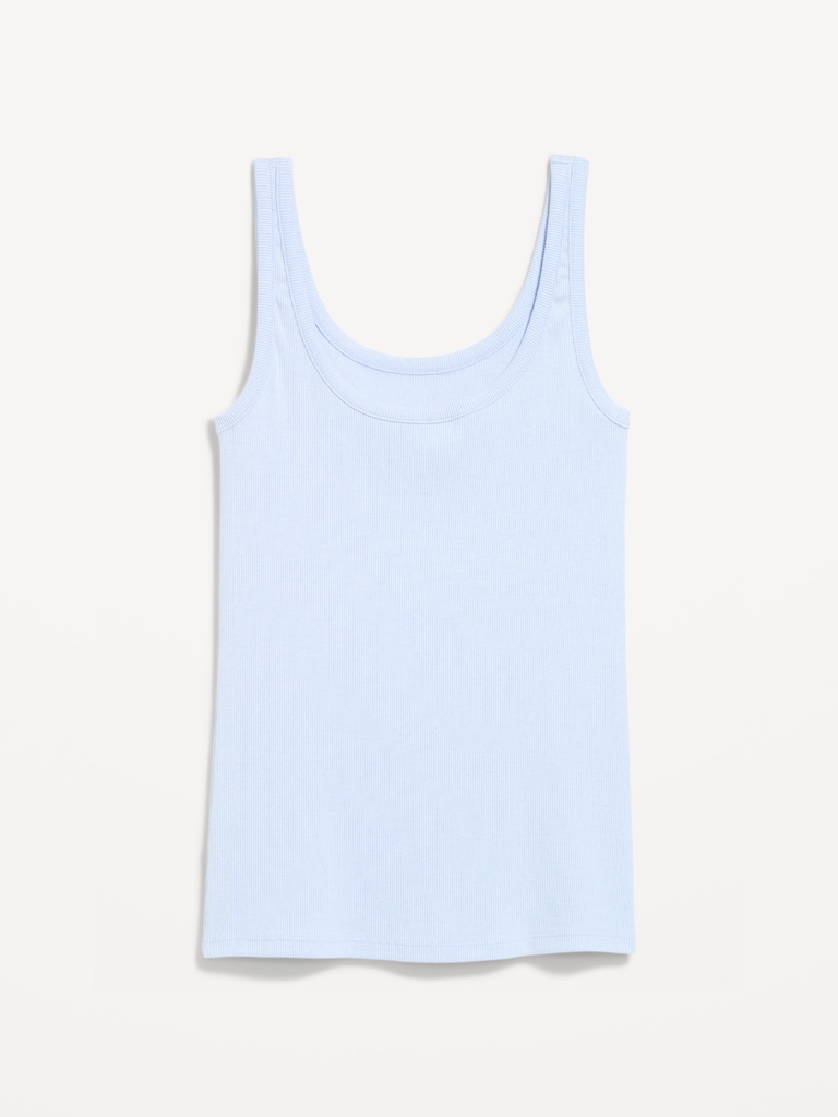 First-Layer Ribbed Scoop-Neck Tank Top