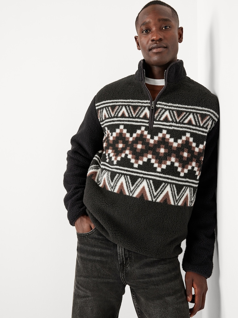 Printed Sherpa Quarter-Zip Pullover