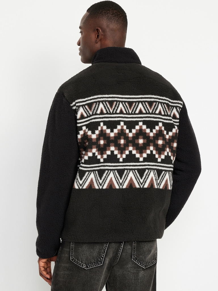 Printed Sherpa Quarter-Zip Pullover