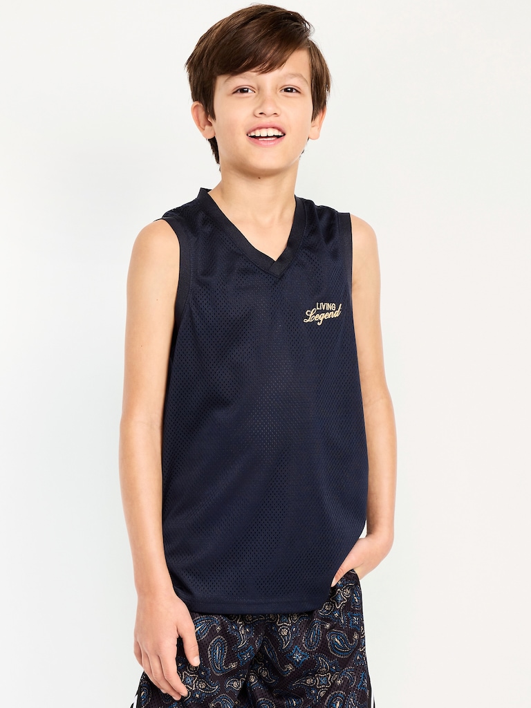 Mesh Graphic Basketball Tank Top for Boys