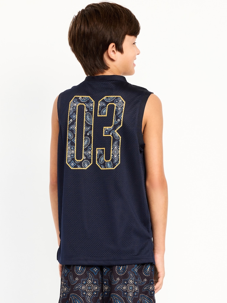 Mesh Graphic Basketball Tank Top for Boys