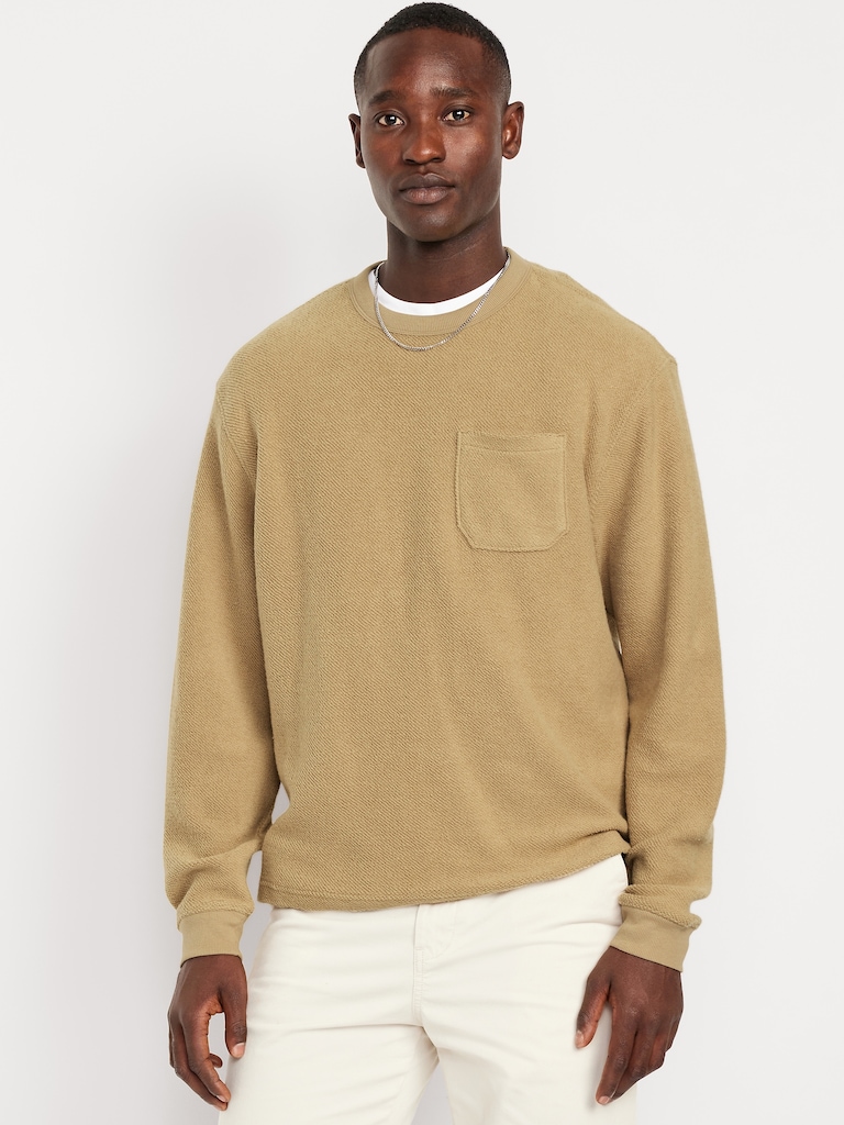 Loose Pocket Crew-Neck Sweatshirt