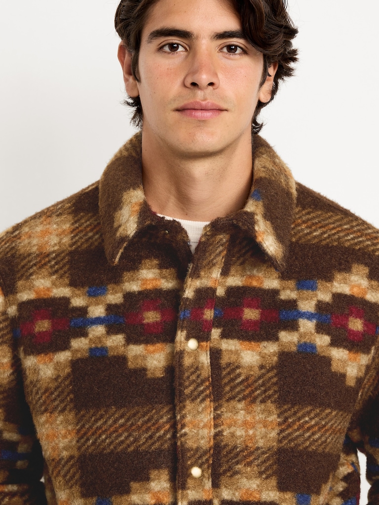 Sherpa-Lined Snap-Button Jacket