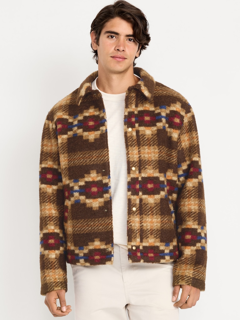 Sherpa-Lined Snap-Button Jacket