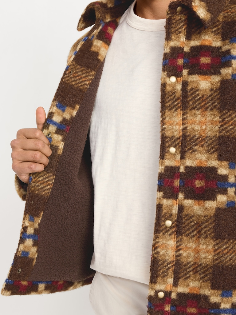 Sherpa-Lined Snap-Button Jacket