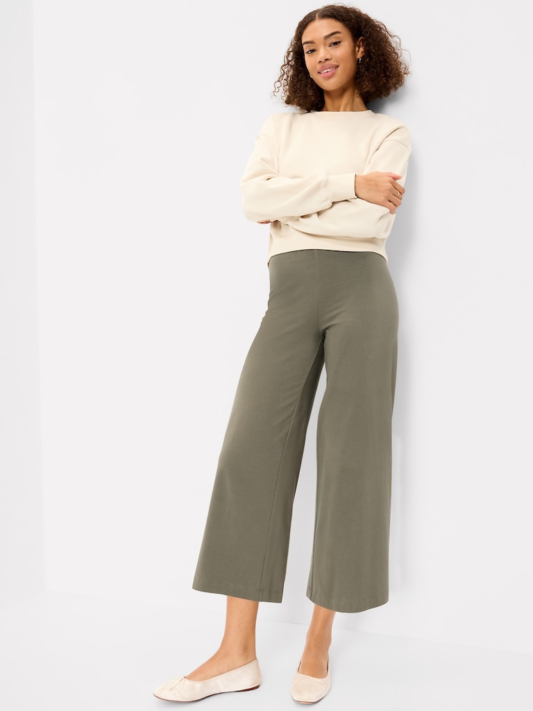 High-Waisted Fashion Wide-Leg Cropped Leggings
