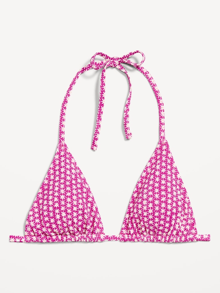 Pique Triangle String Bikini Swim Top