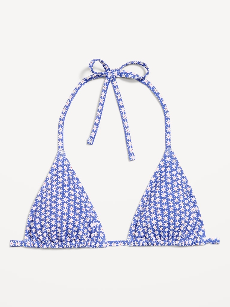 Pique Triangle String Bikini Swim Top