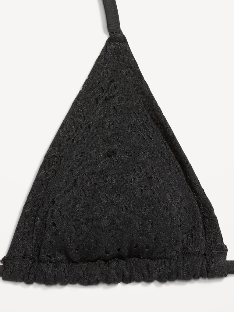 Eyelet Triangle String Bikini Swim Top