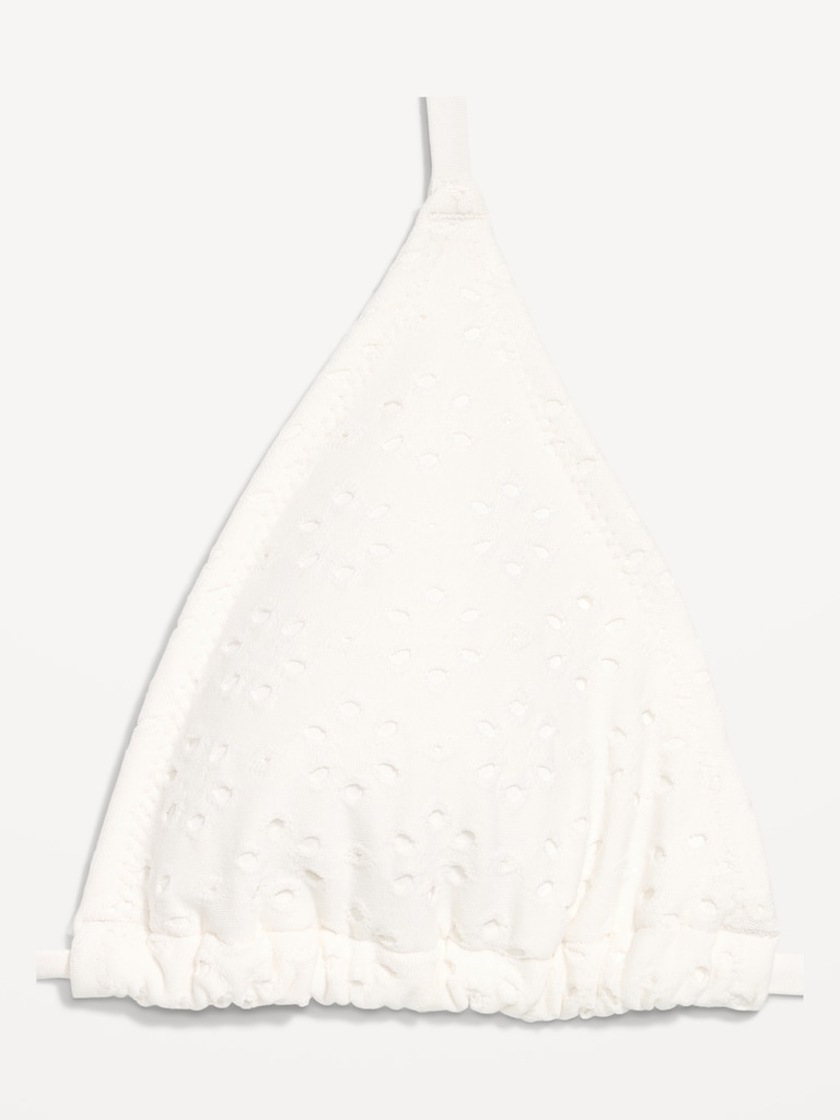 Eyelet Triangle String Bikini Swim Top