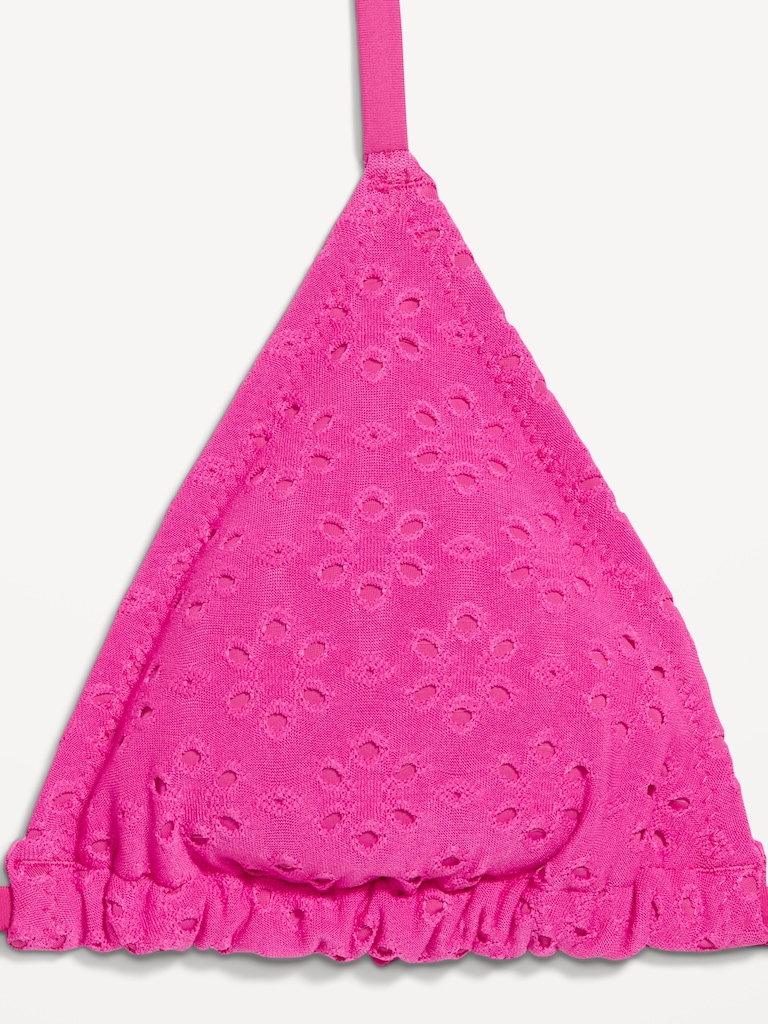 Eyelet Triangle String Bikini Swim Top