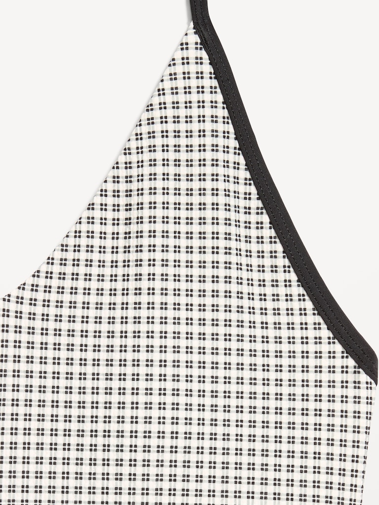 Pique V-Neck Halter Swimsuit