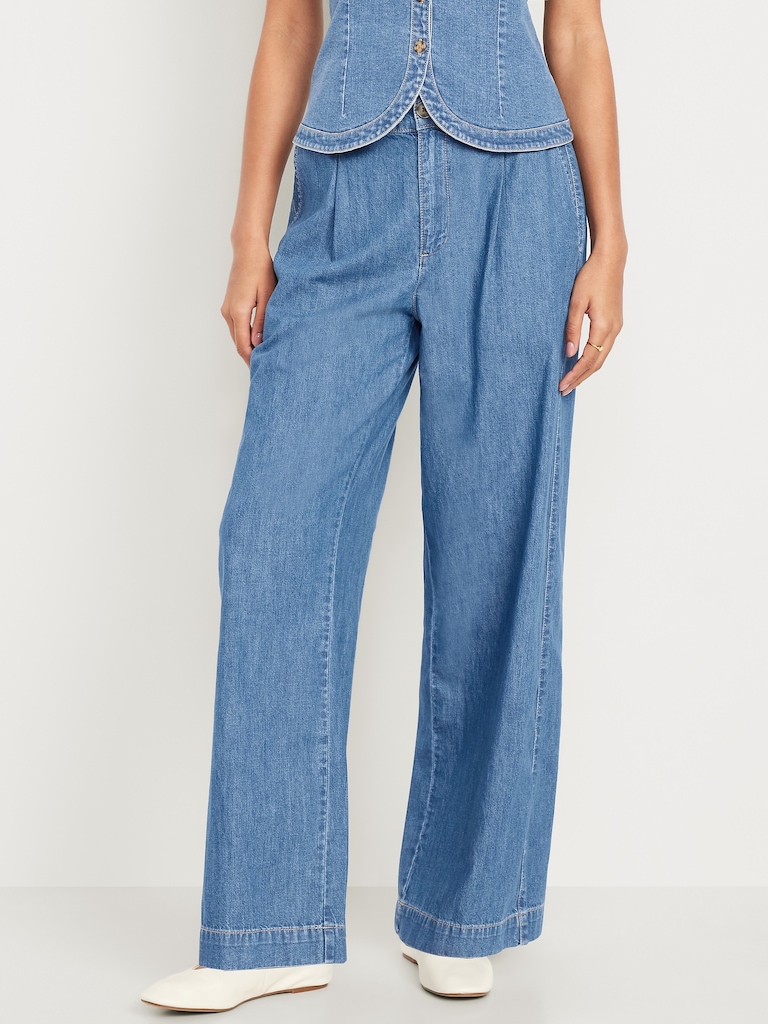 High-Waisted Taylor Trouser Wide-Leg Pants