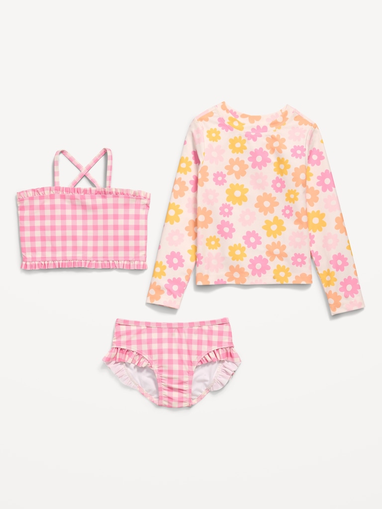 Printed Rashguard and Bikini Swim Set for Toddler Girls