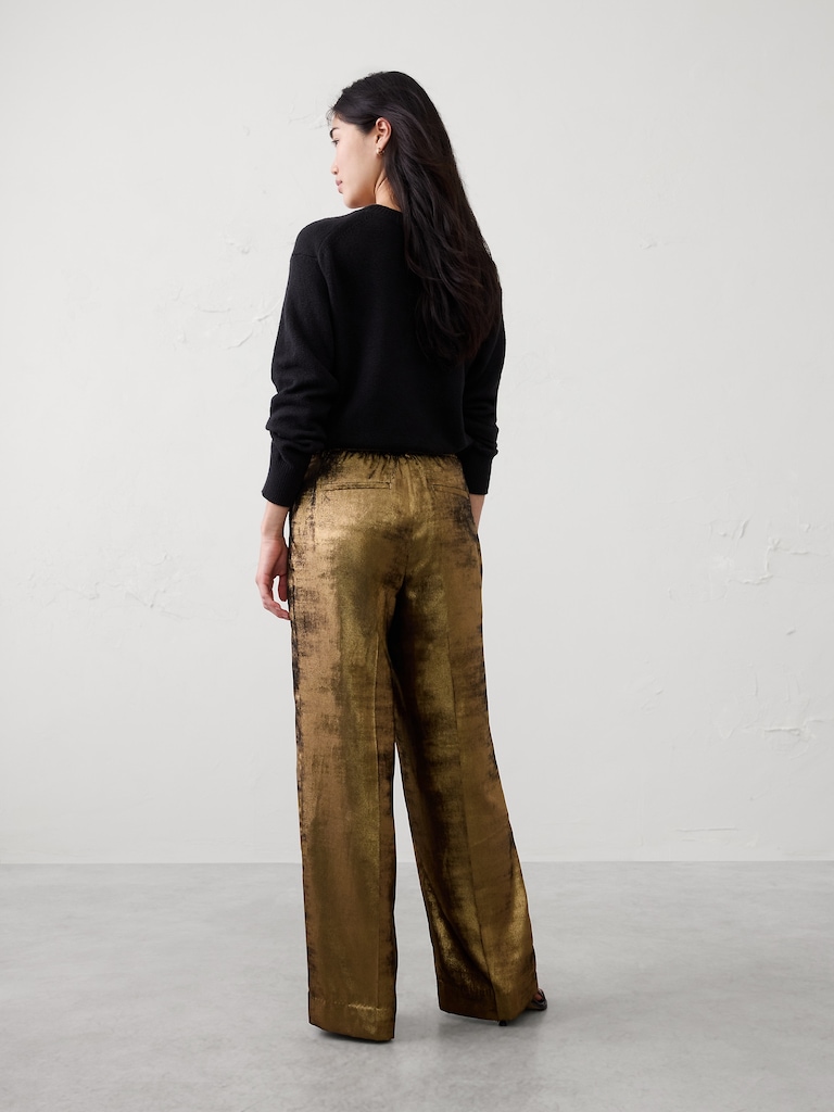 Metallic Wide-Leg Pant