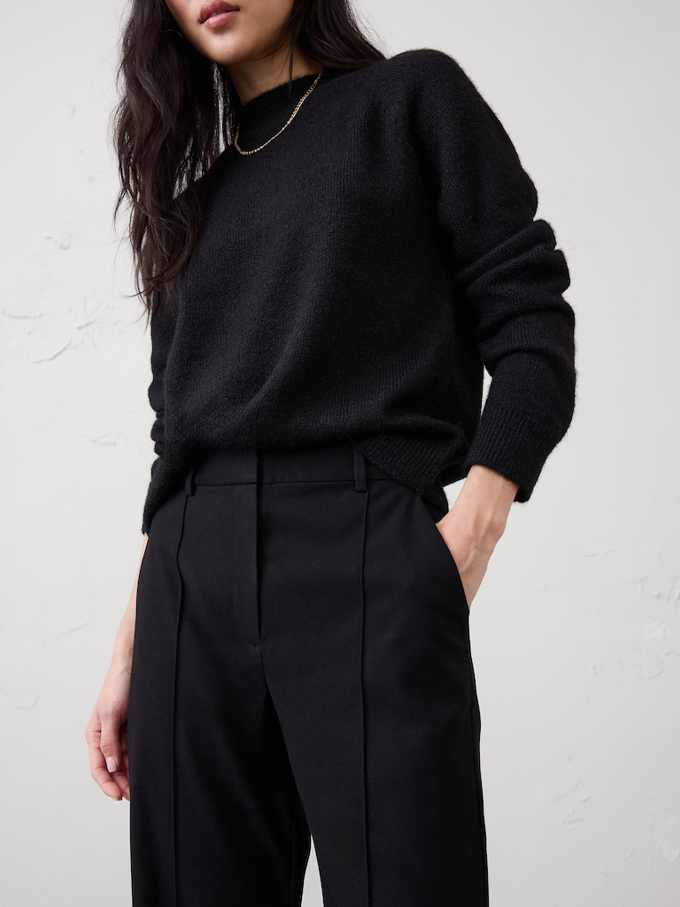 Wide-Leg High-Rise Brushed Pintuck Trouser