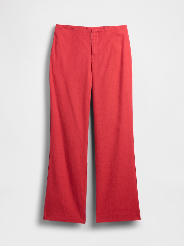 Low Rise Linen-Blend Flare Pants
