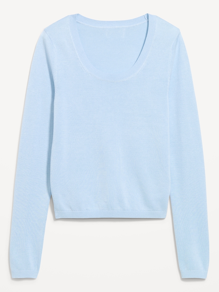 Fitted Scoop-Neck Cropped Jersey Sweater