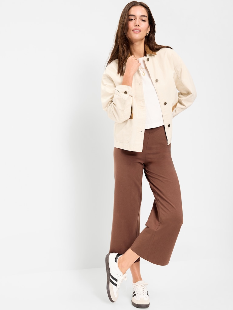 High-Waisted Fashion Wide-Leg Cropped Leggings