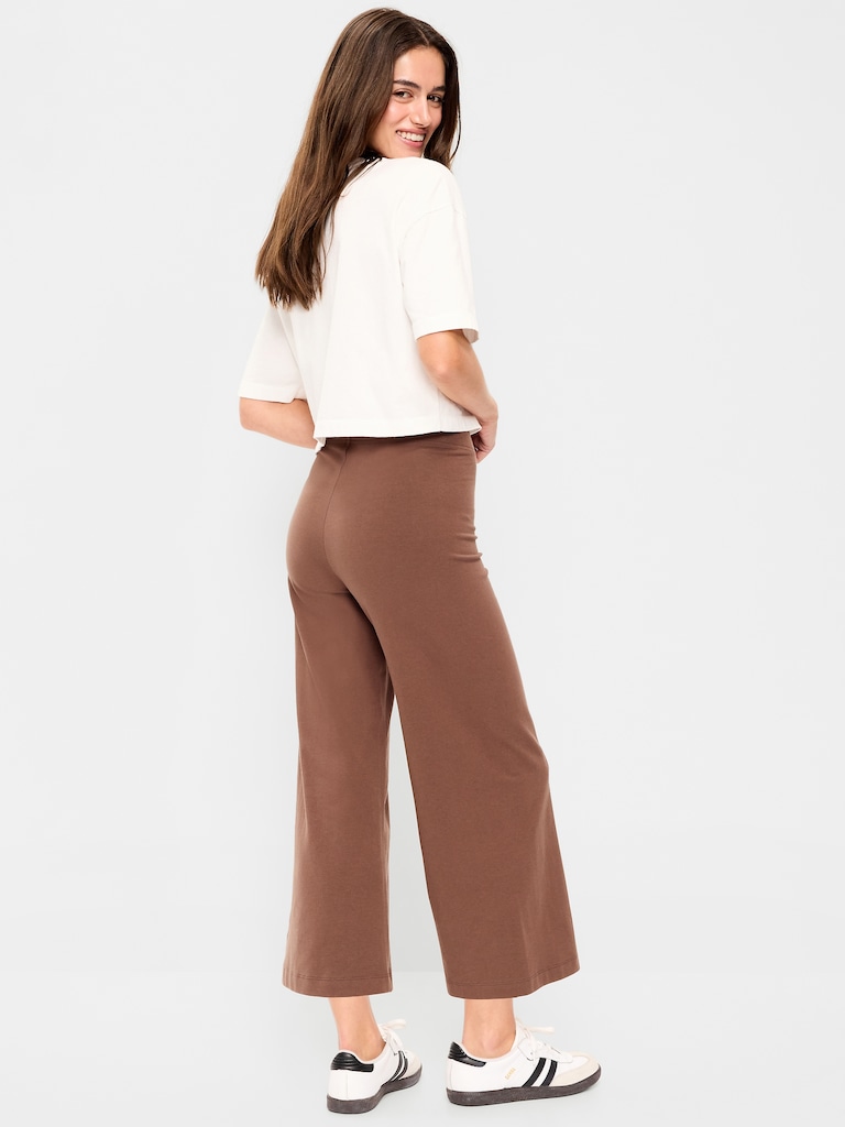 High-Waisted Fashion Wide-Leg Cropped Leggings