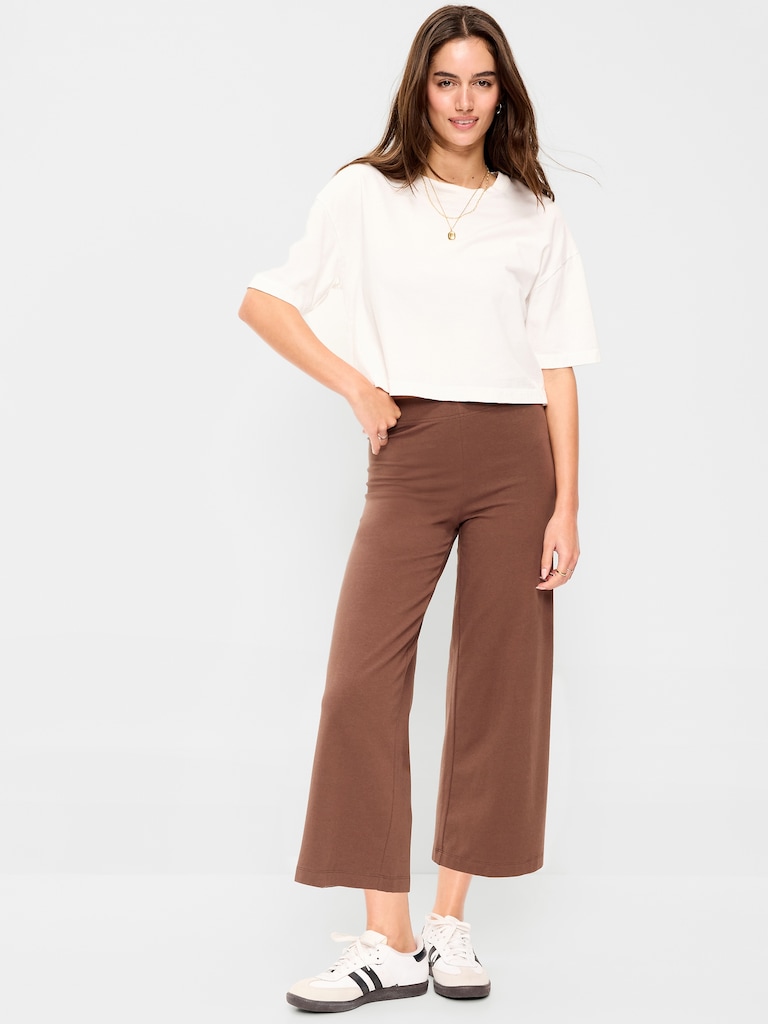 High-Waisted Fashion Wide-Leg Cropped Leggings