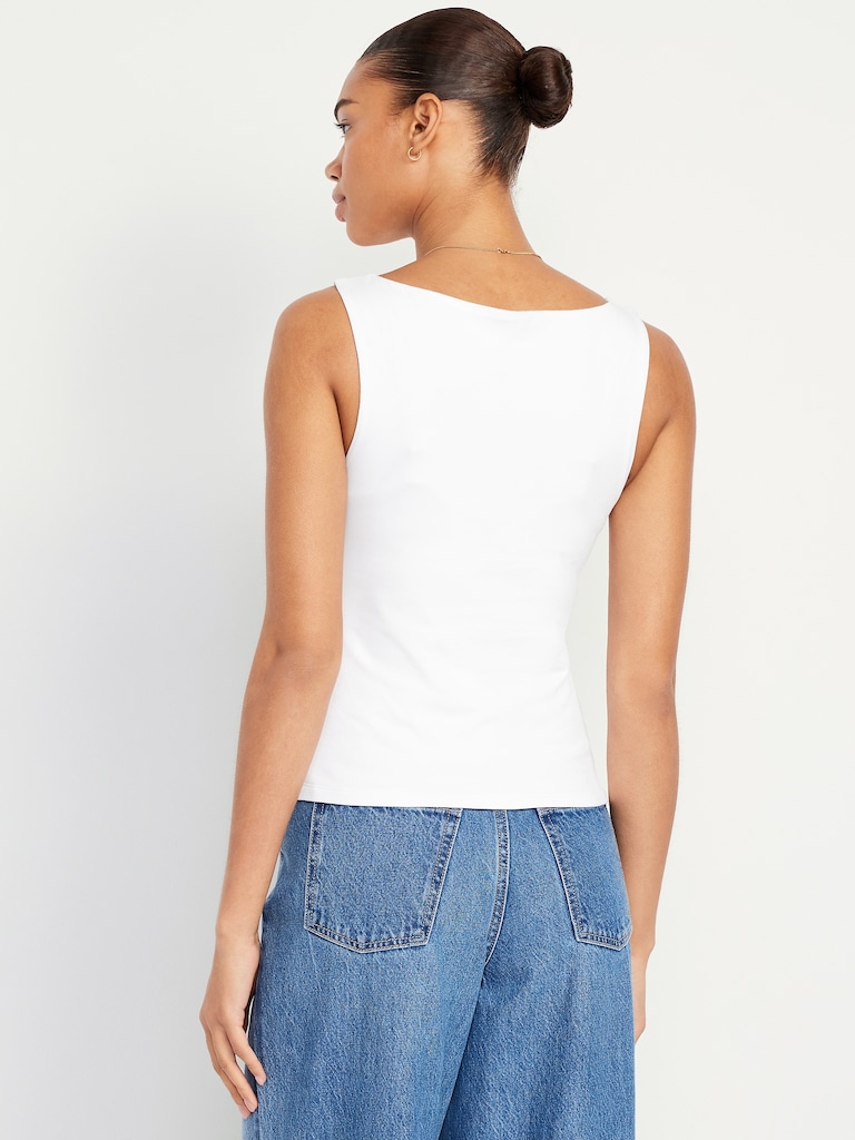 Hug Double-Layer Boat-Neck Top