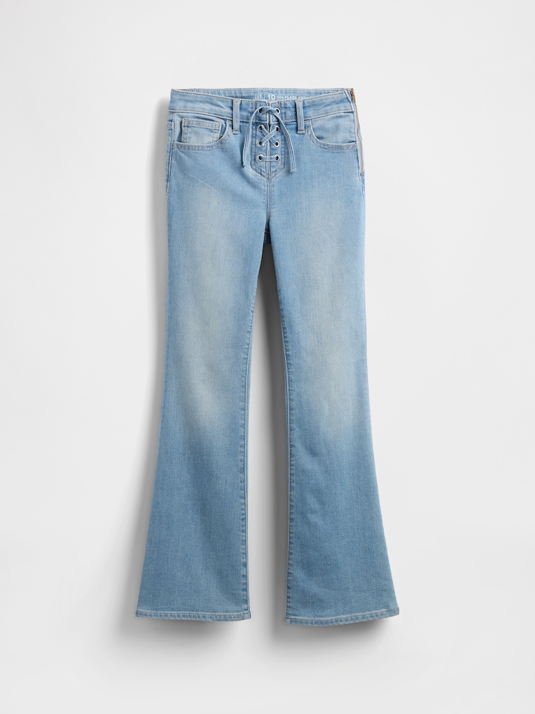 Kids High Rise Lace-Up '70s Flare Jeans