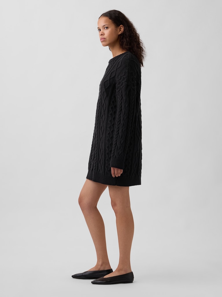 Cable-Knit Mini Sweater Dress