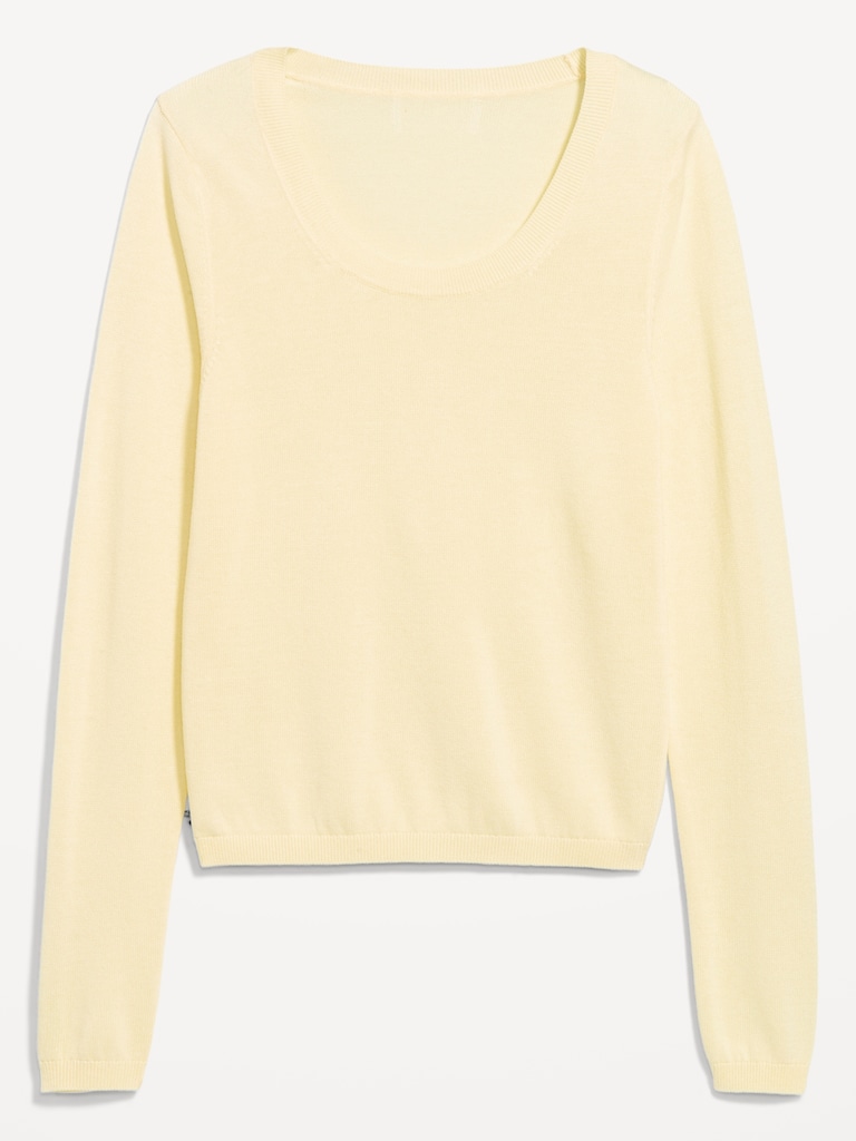 Fitted Scoop-Neck Cropped Jersey Sweater