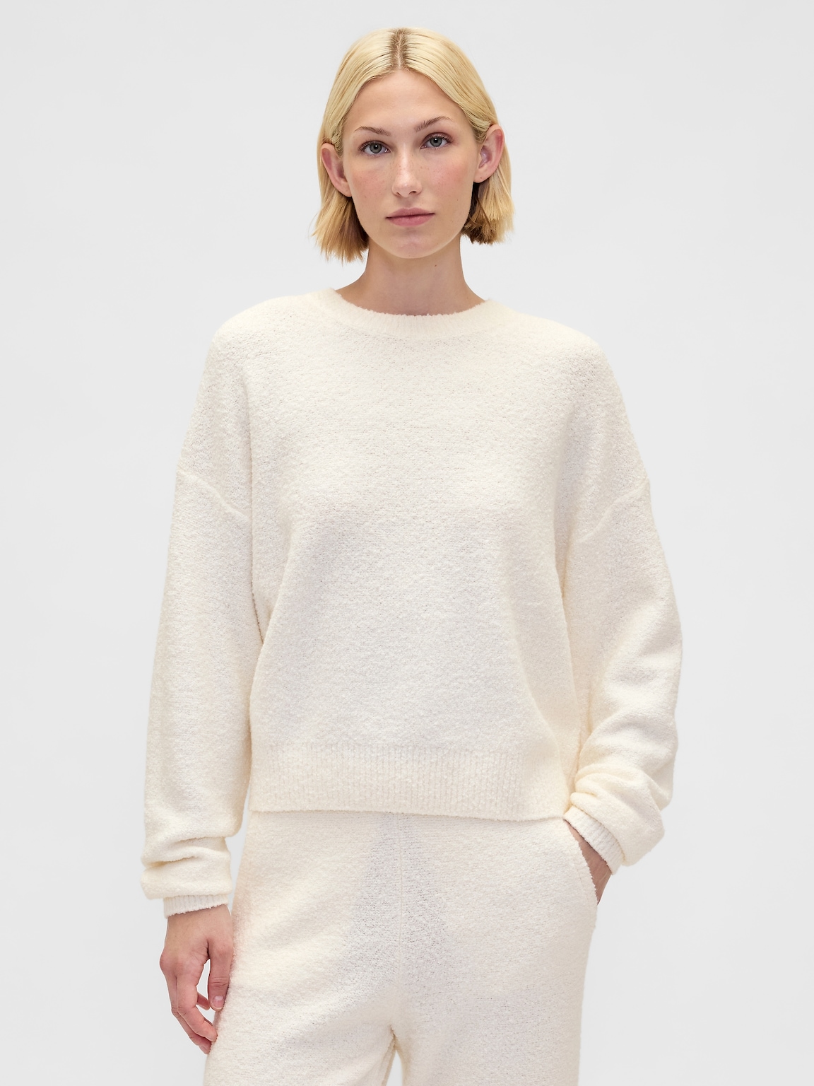 CashSoft Boucle Relaxed Crewneck Top