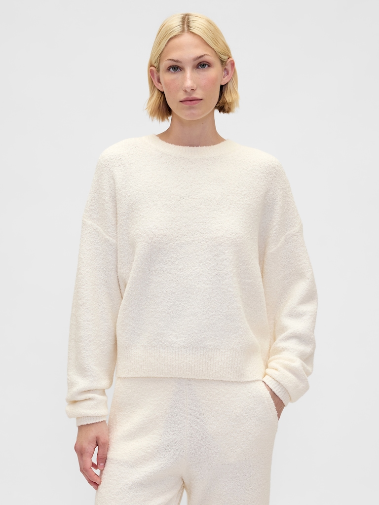 CashSoft Boucle Relaxed Crewneck Top
