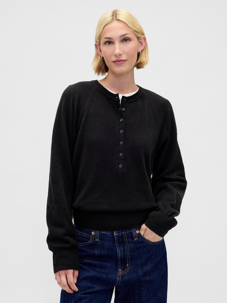 CashSoft Henley Sweater