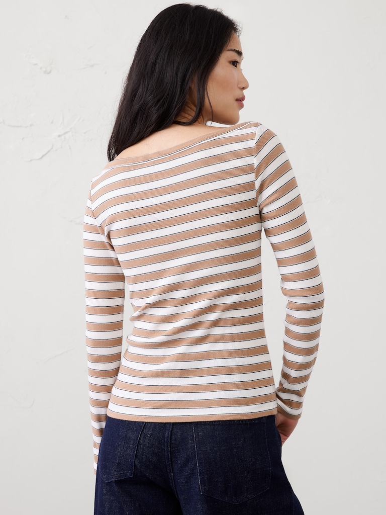 Ribbed Boatneck Top
