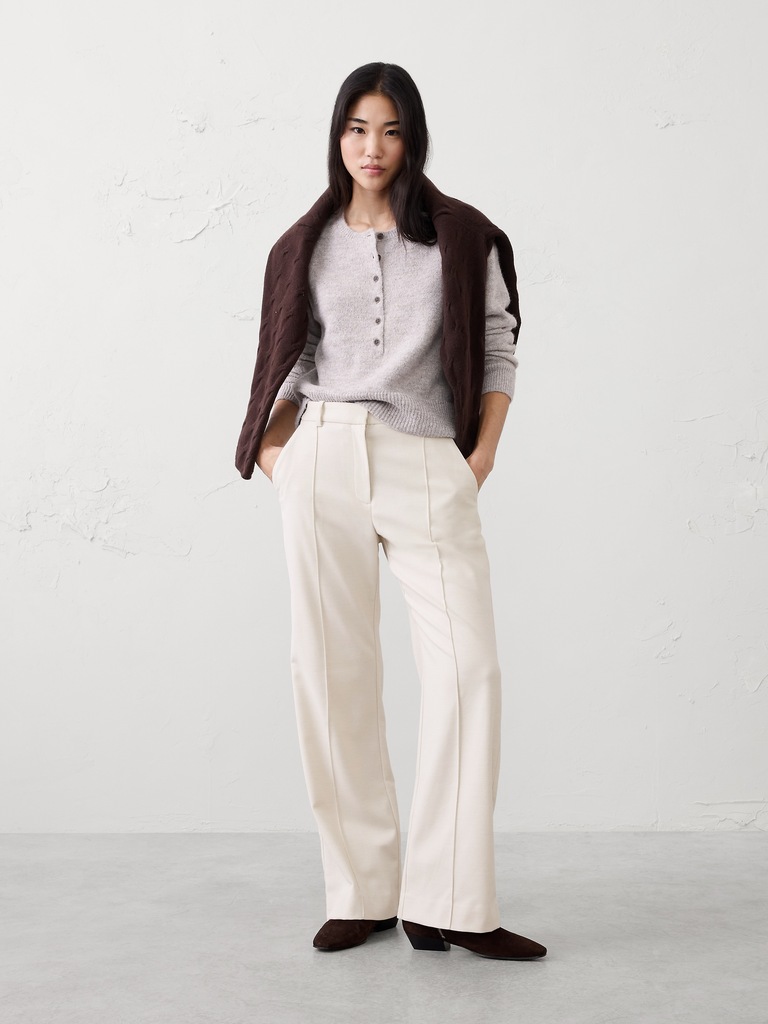Wide-Leg Ultra High-Rise Brushed Pintuck Trouser