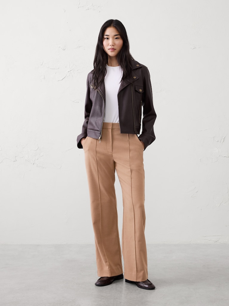 Wide-Leg Ultra High-Rise Brushed Pintuck Trouser