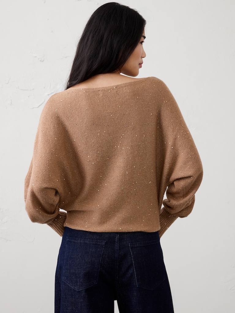 Sequin Boatneck Pullover Sweater