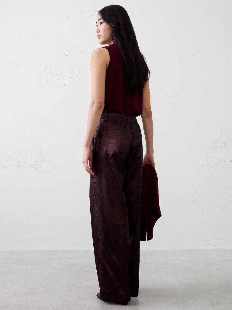 Metallic Wide-Leg Pant