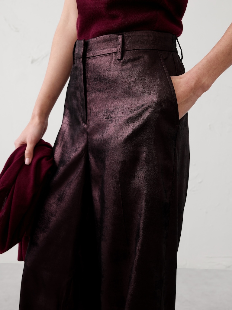 Metallic Wide-Leg Pant
