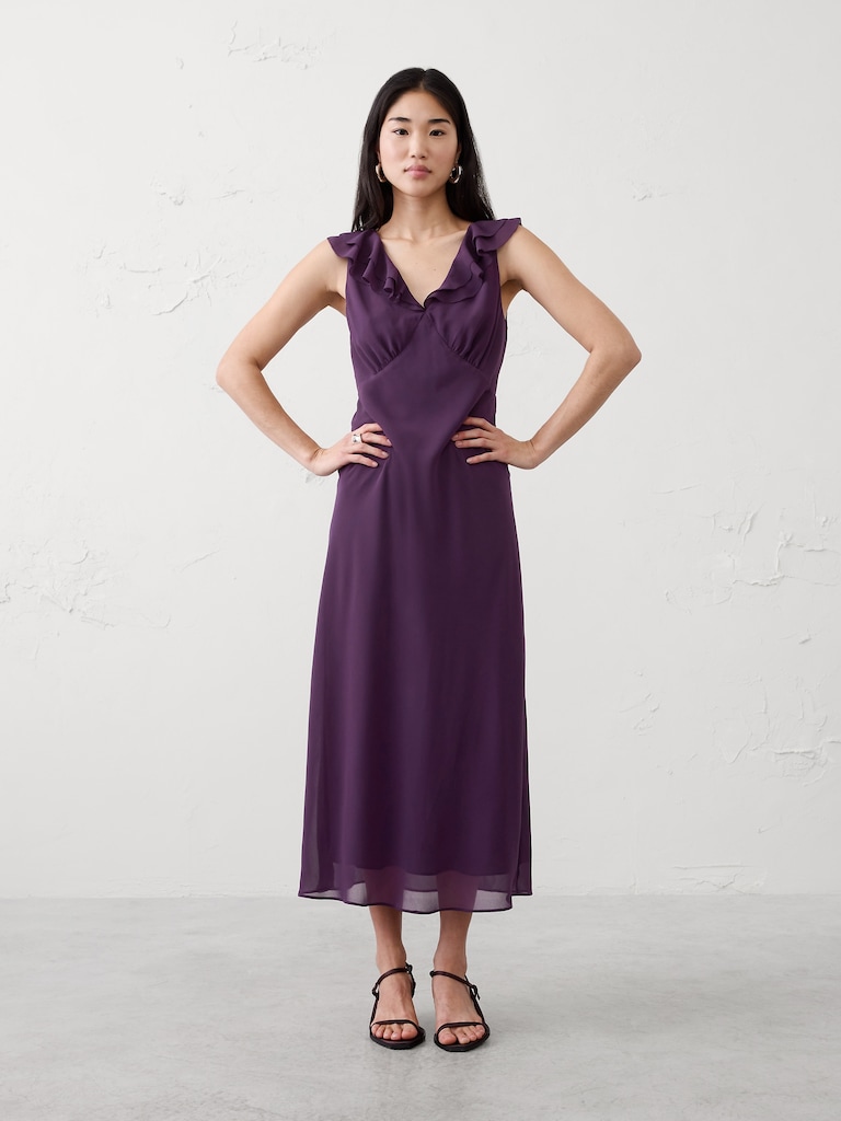 Bias Ruffle Maxi Dress