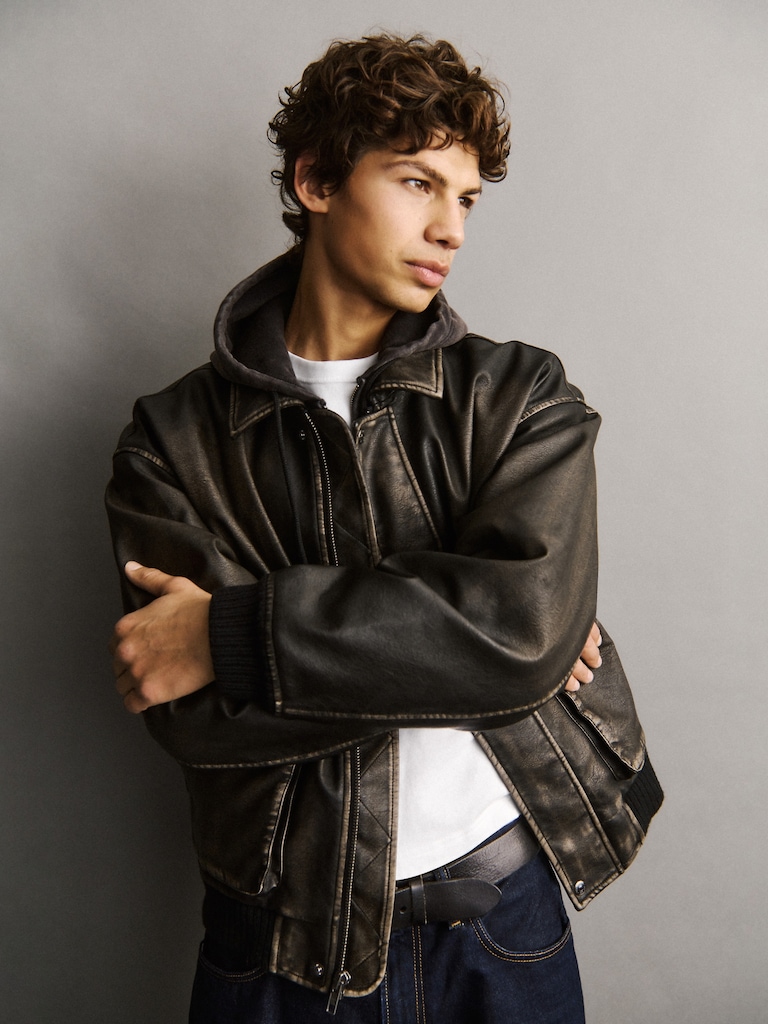 Recycled Vegan Leather Bomber Jacket